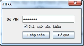 yêu cầu nhập mã pin của chữ ký số